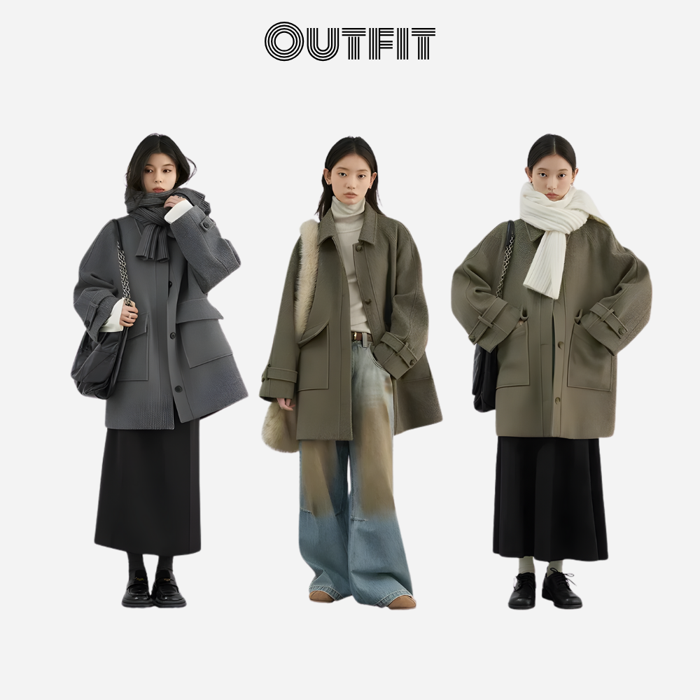 Single Breasted Middle Wool Coat