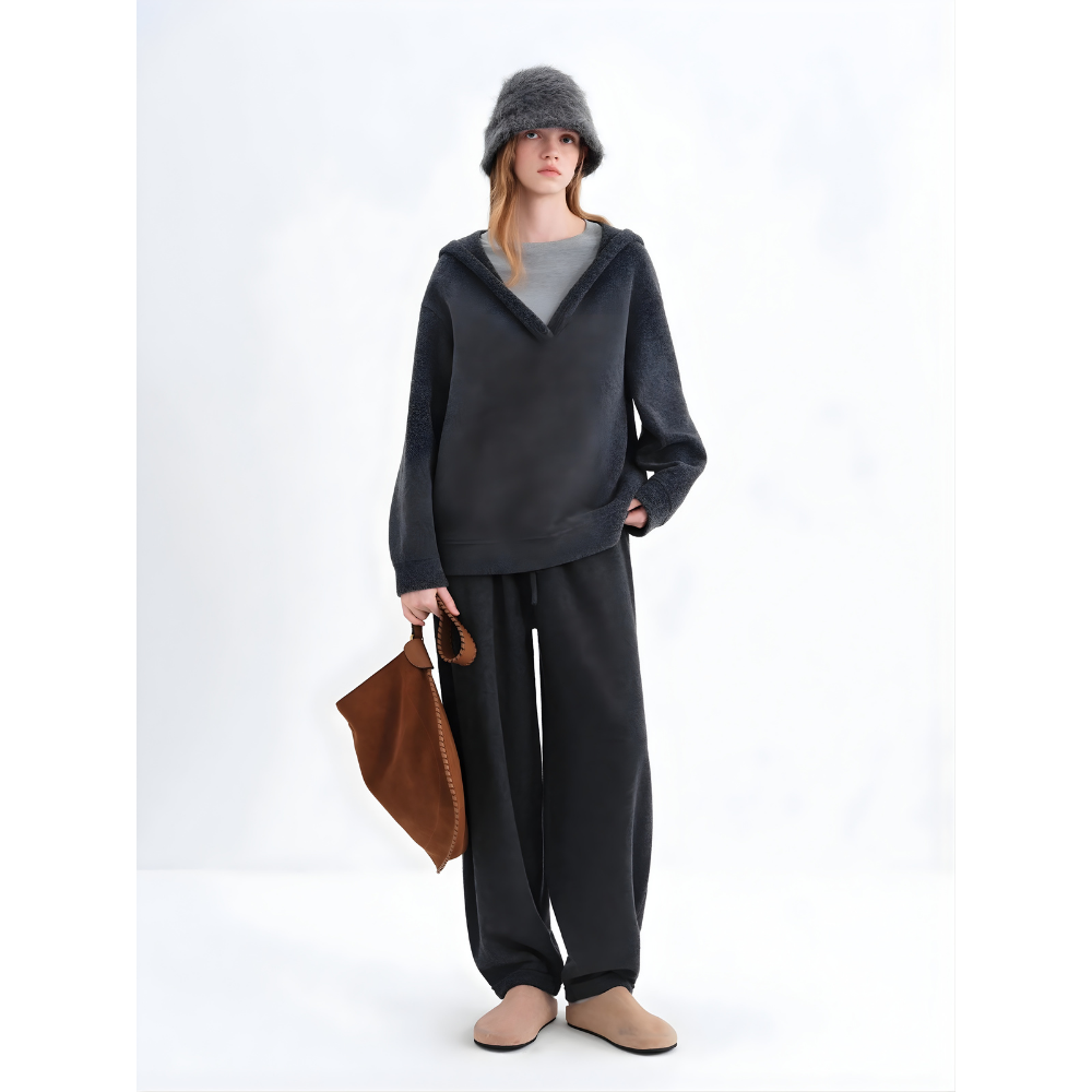 Drawstring Wool Wide Pants