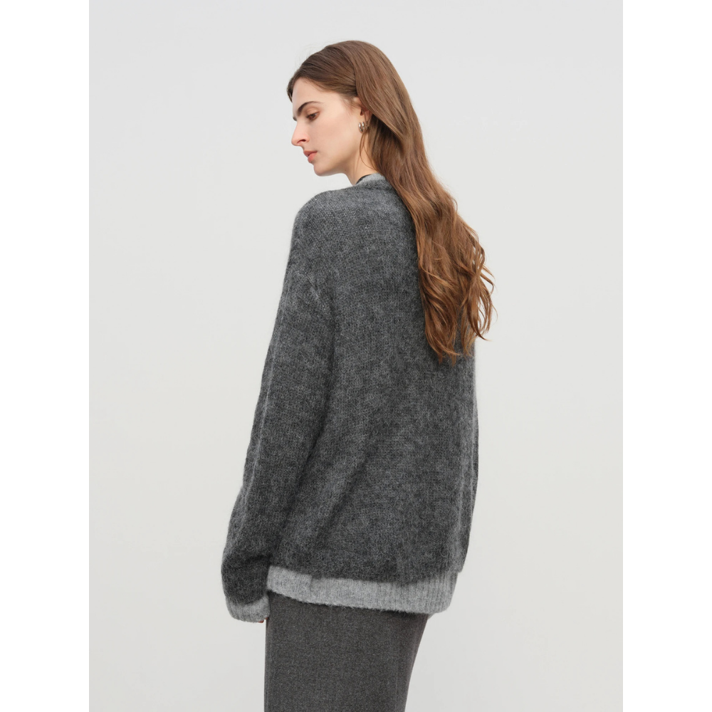 Mohair Wool Blend V-Neck Cardigan