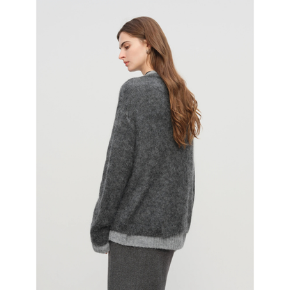 Mohair Wool Blend V-Neck Cardigan