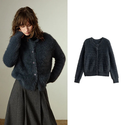 Faux Mink Fur Plush Cardigan