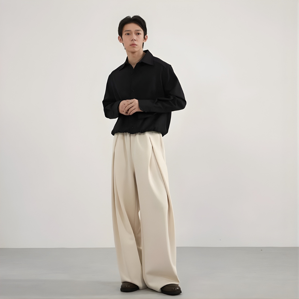 3D Cutting Curve Wide Pants