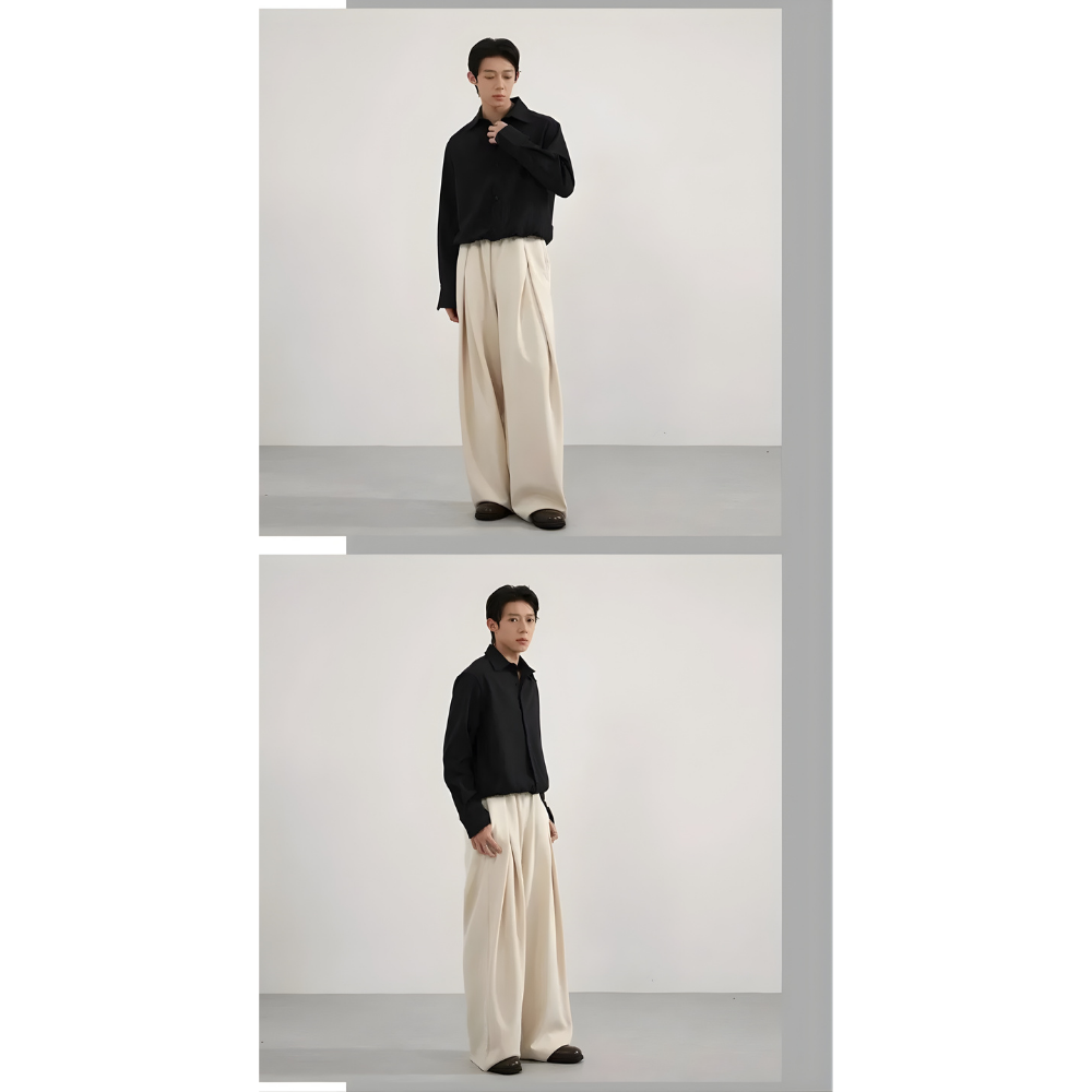 3D Cutting Curve Wide Pants