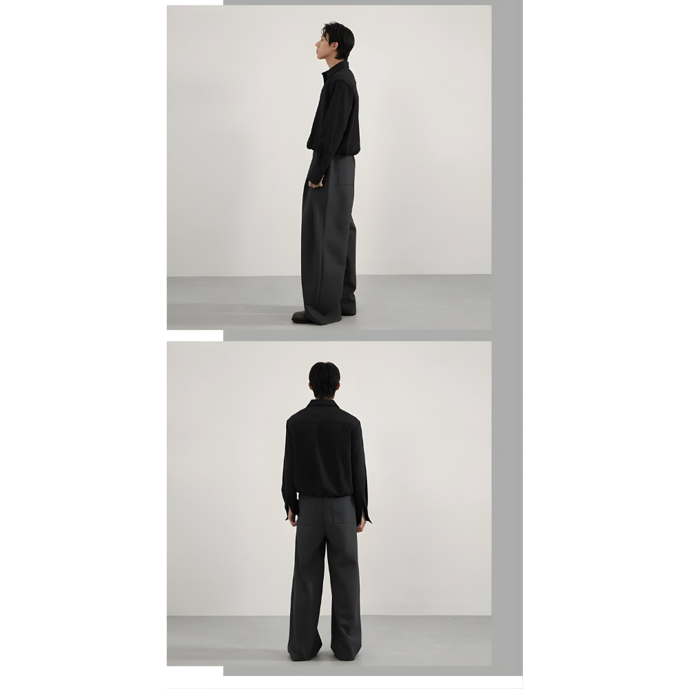 3D Cutting Curve Wide Pants