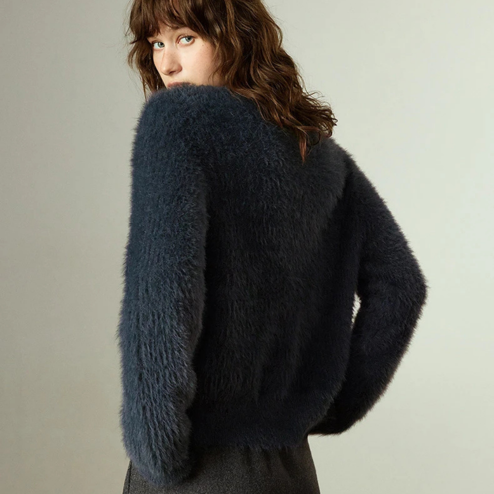 Faux Mink Fur Plush Cardigan