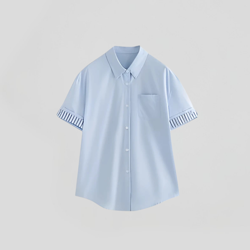 Short Sleeve Striped Pattern Blouse