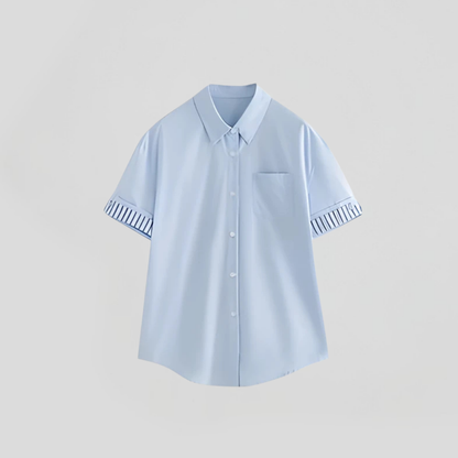 Short Sleeve Striped Pattern Blouse