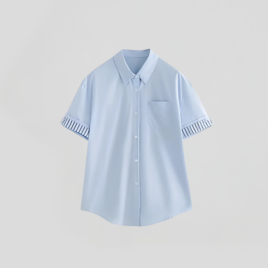 Short Sleeve Striped Pattern Blouse