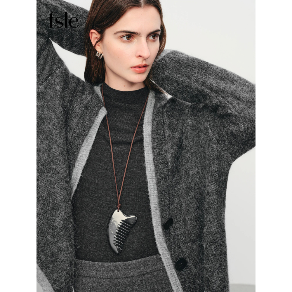 Mohair Wool Blend V-Neck Cardigan