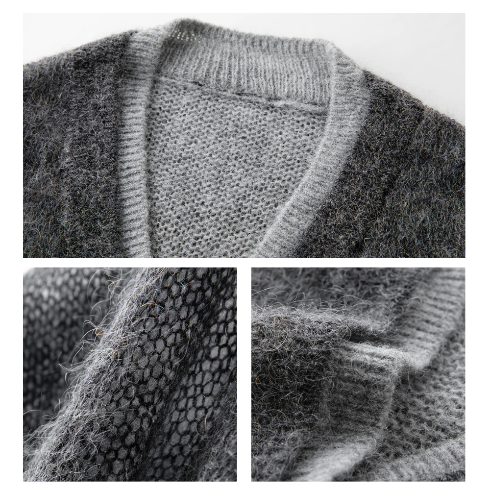 Mohair Wool Blend V-Neck Cardigan