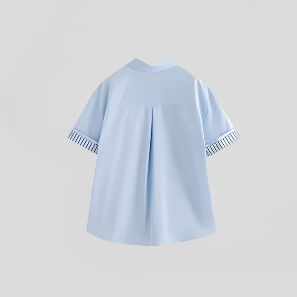 Short Sleeve Striped Pattern Blouse