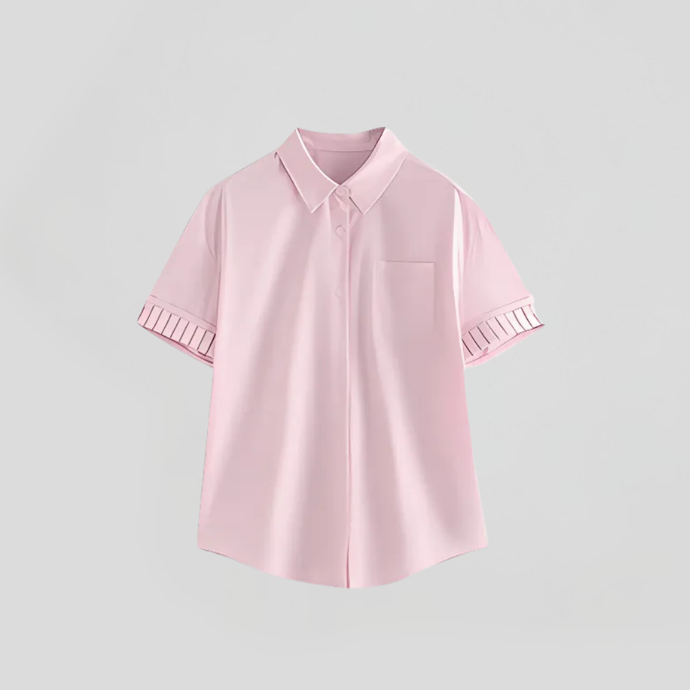 Short Sleeve Striped Pattern Blouse