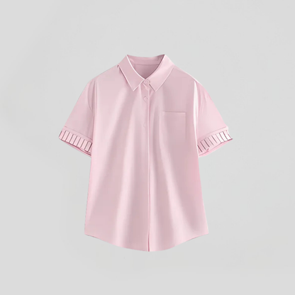 Short Sleeve Striped Pattern Blouse