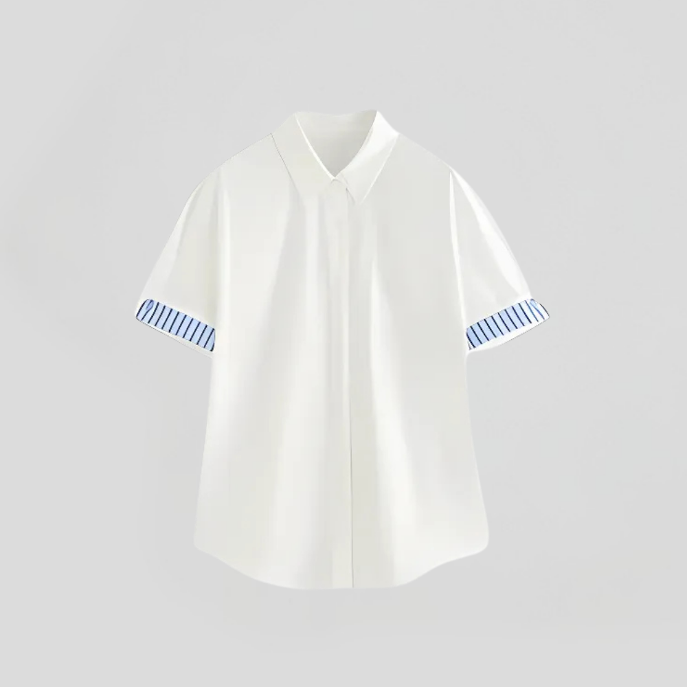 Short Sleeve Striped Pattern Blouse