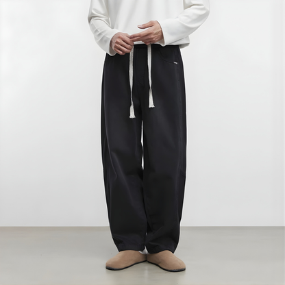 Drawstring Wide Tapered Jeans