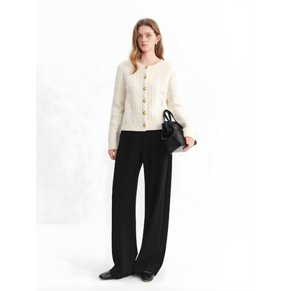 High Waisted Acetate Wool Pants