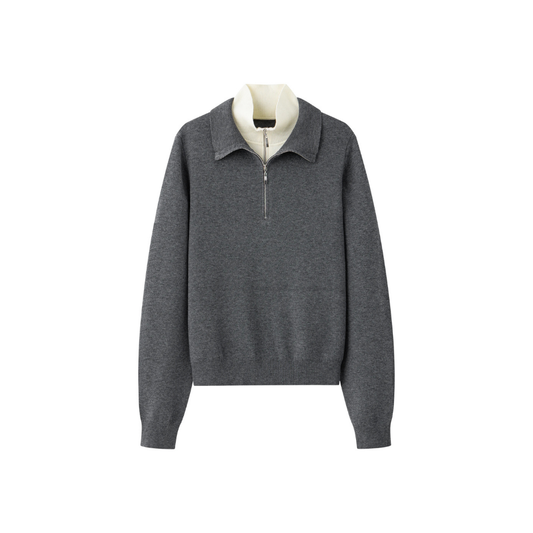 Half Zip Layered Knit Pullover