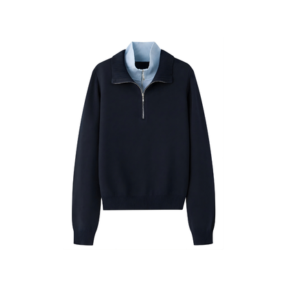 Half Zip Layered Knit Pullover