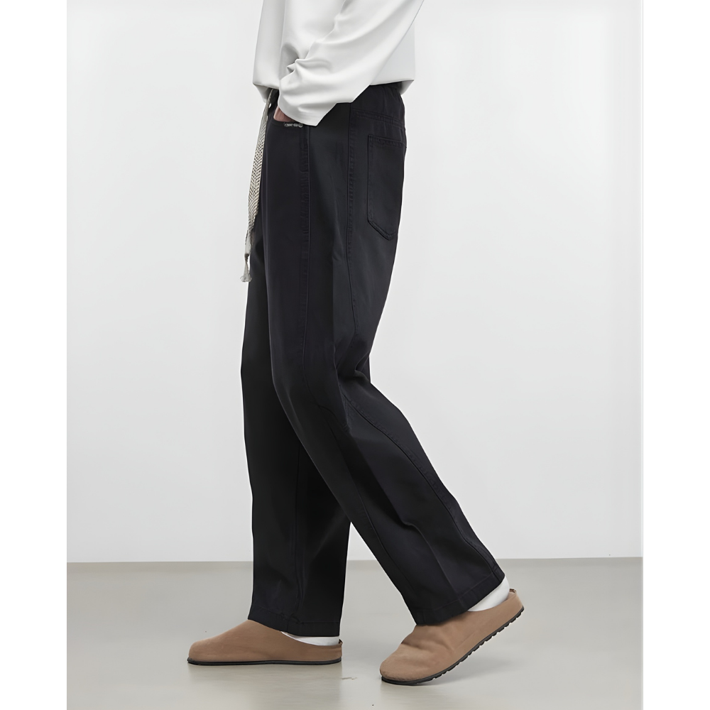 Drawstring Wide Tapered Jeans