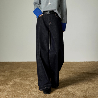 Wide Leg Fleece Lined Jeans