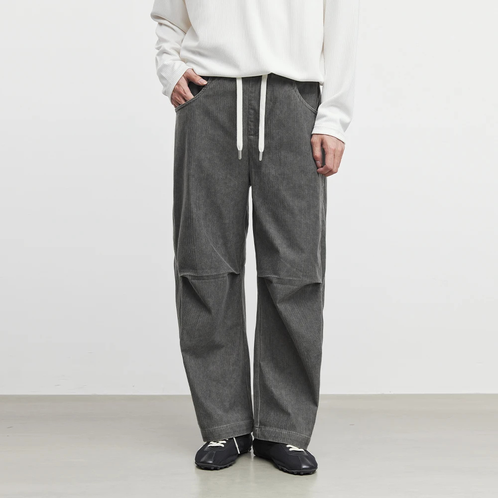 Knee Tucks Tapered Corduroy Pants