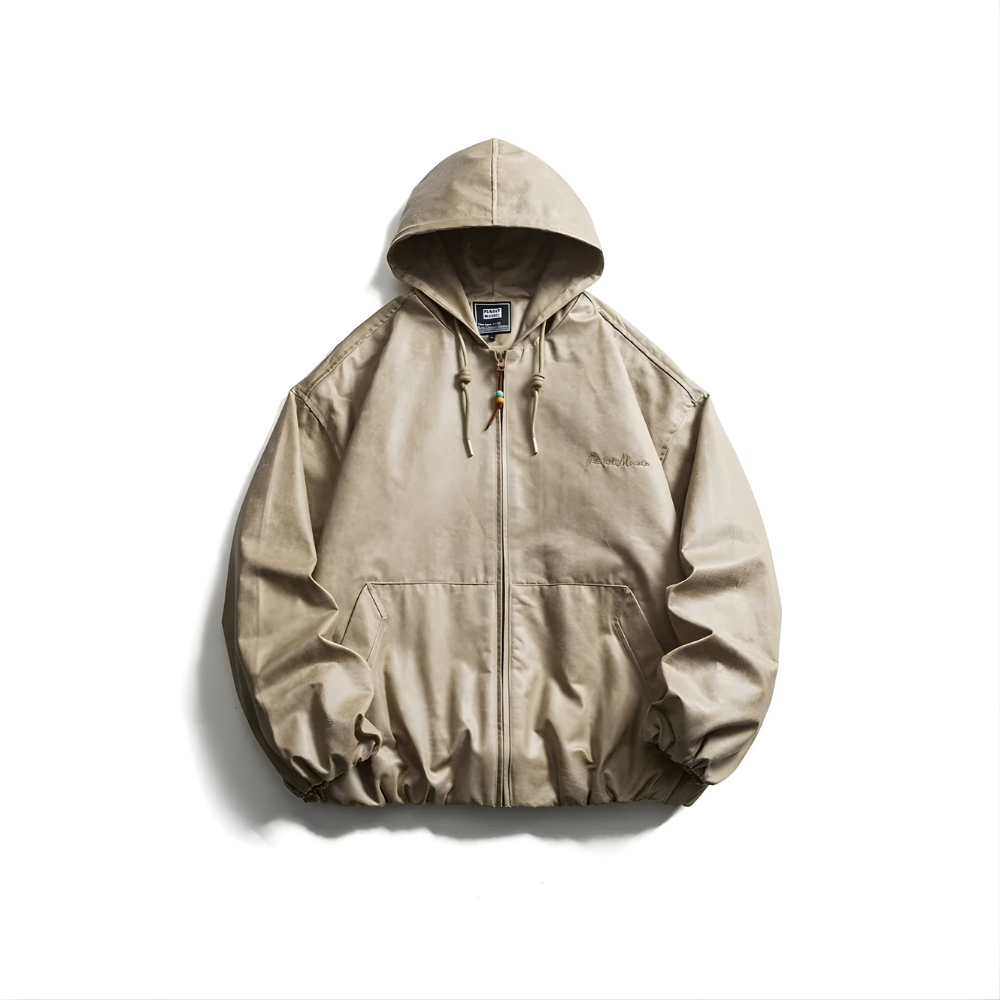 Fake Leather Hooded Jacket