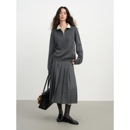 Half Zip Layered Knit Pullover