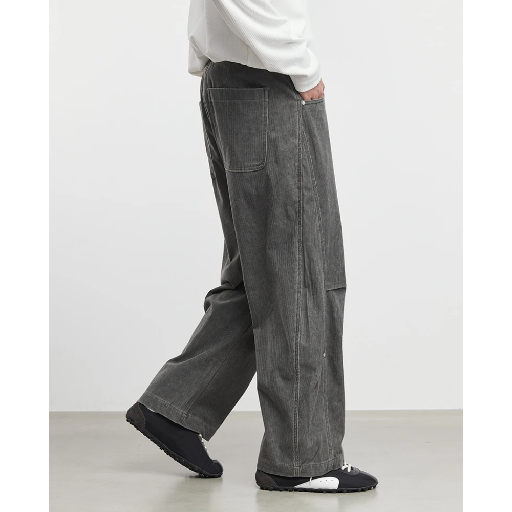 Knee Tucks Tapered Corduroy Pants