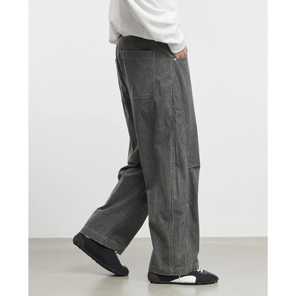 Knee Tucks Tapered Corduroy Pants