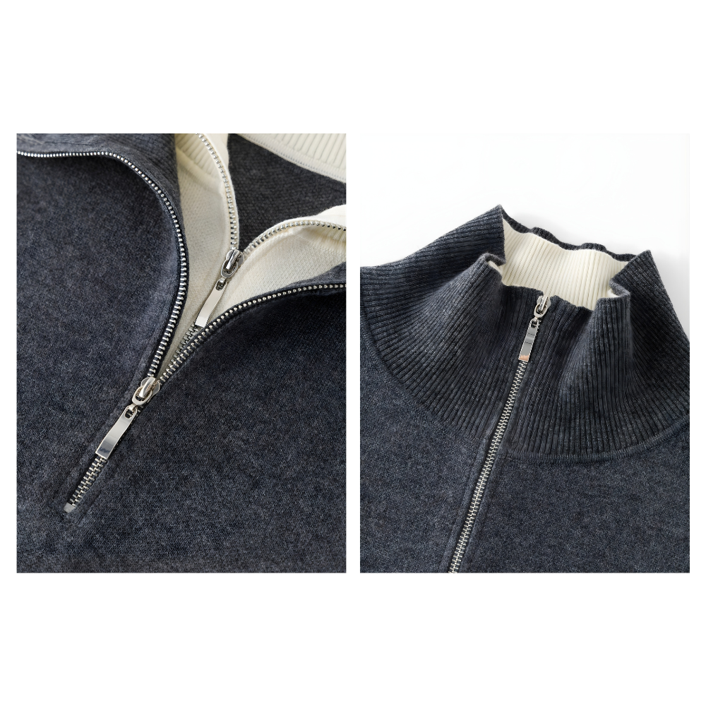 Half Zip Layered Knit Pullover