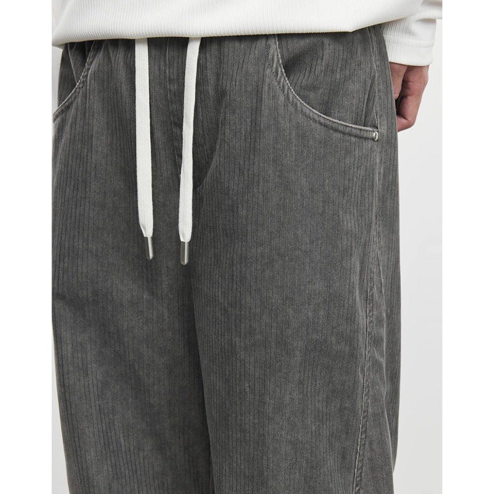 Knee Tucks Tapered Corduroy Pants