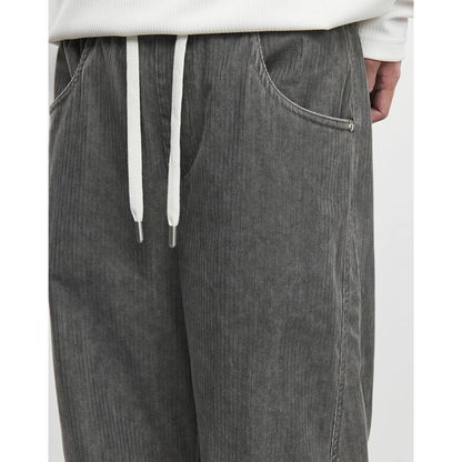 Knee Tucks Tapered Corduroy Pants