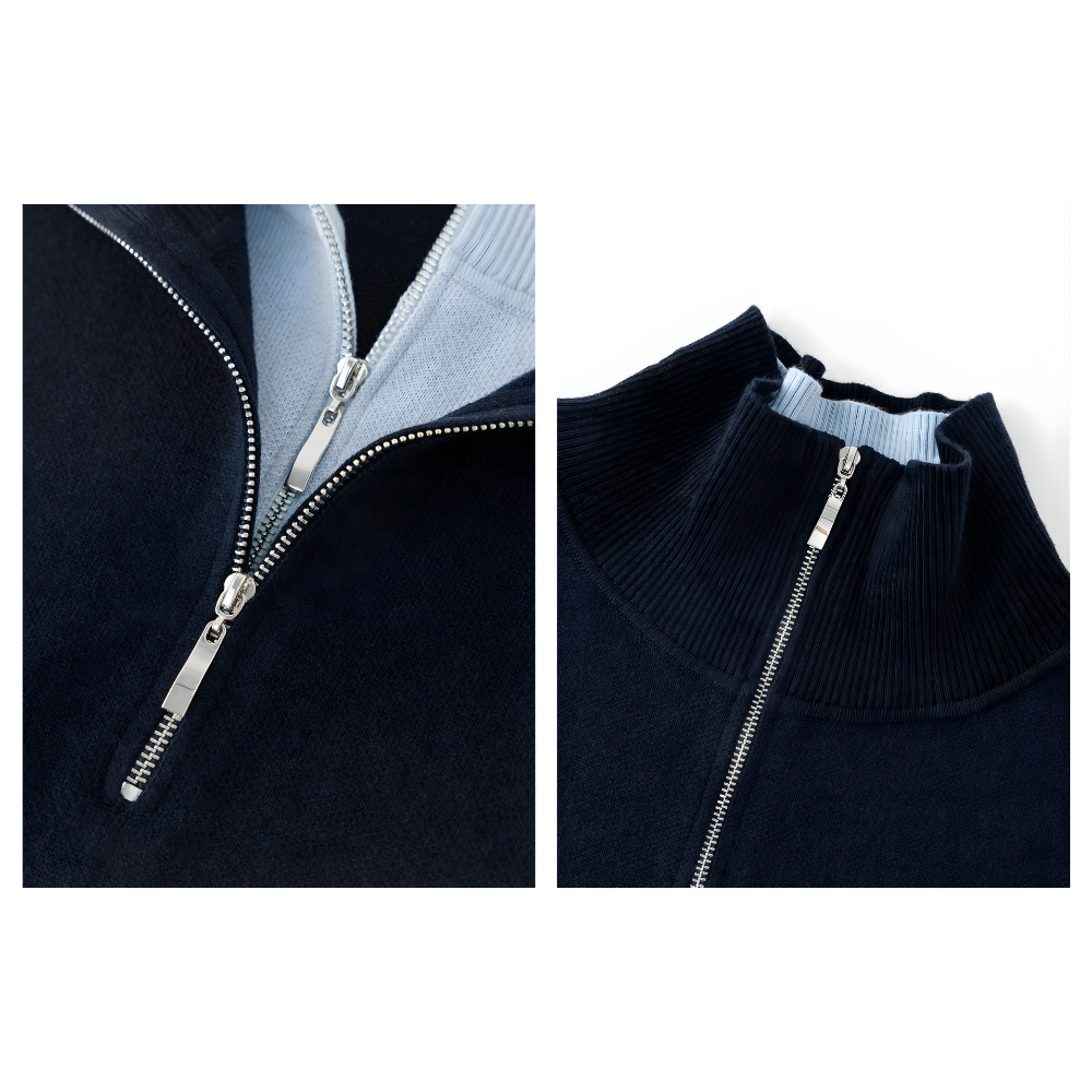 Half Zip Layered Knit Pullover