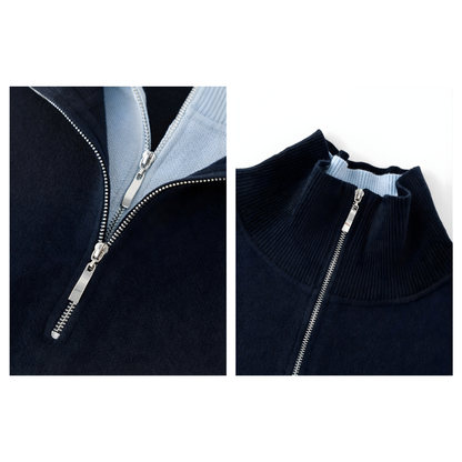 Half Zip Layered Knit Pullover