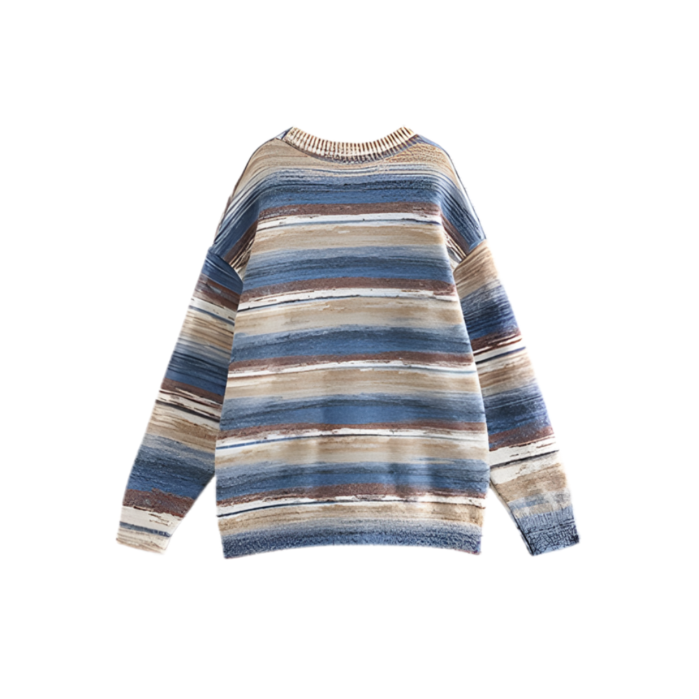 Stripe V-Neck Mixed Cardigan