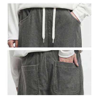 Knee Tucks Tapered Corduroy Pants