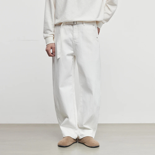 Tapered Cotton Belted Pants