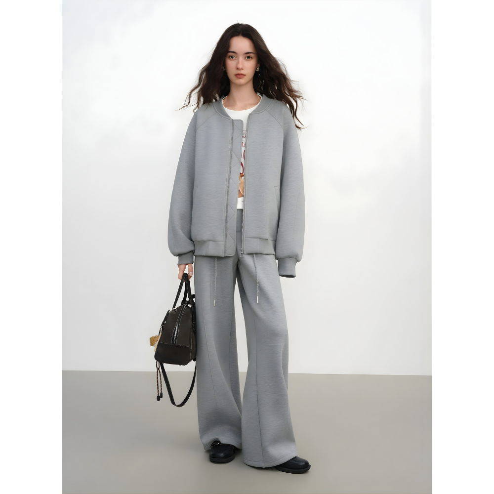 Oversized Sweat Jacket and Casual Pants Suit
