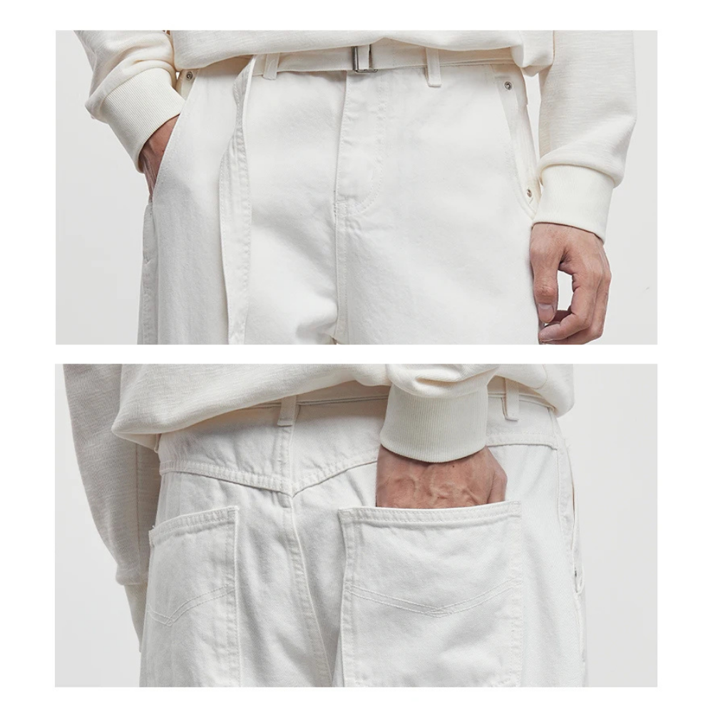 Tapered Cotton Belted Pants