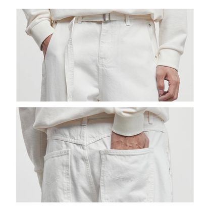 Tapered Cotton Belted Pants