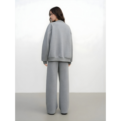 Oversized Sweat Jacket and Casual Pants Suit