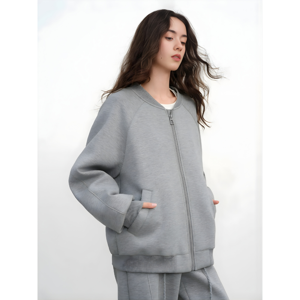 Oversized Sweat Jacket and Casual Pants Suit