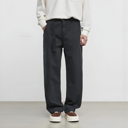 Tapered Cotton Belted Pants