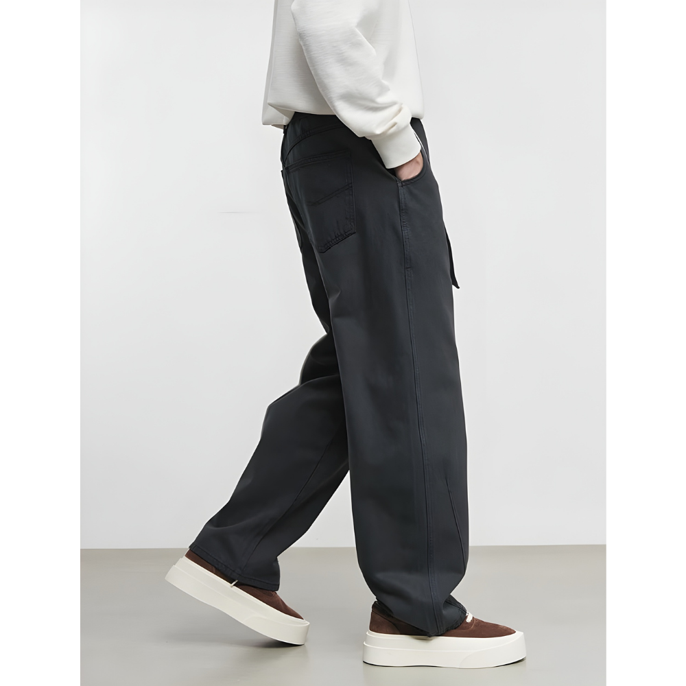 Tapered Cotton Belted Pants