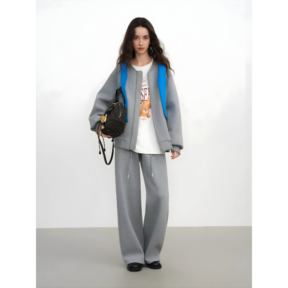 Oversized Sweat Jacket and Casual Pants Suit