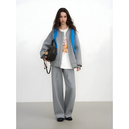 Oversized Sweat Jacket and Casual Pants Suit