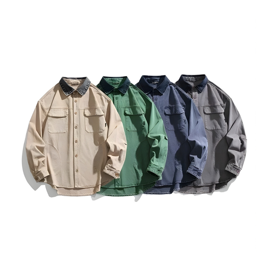 Collar Switching Design Work Shirts