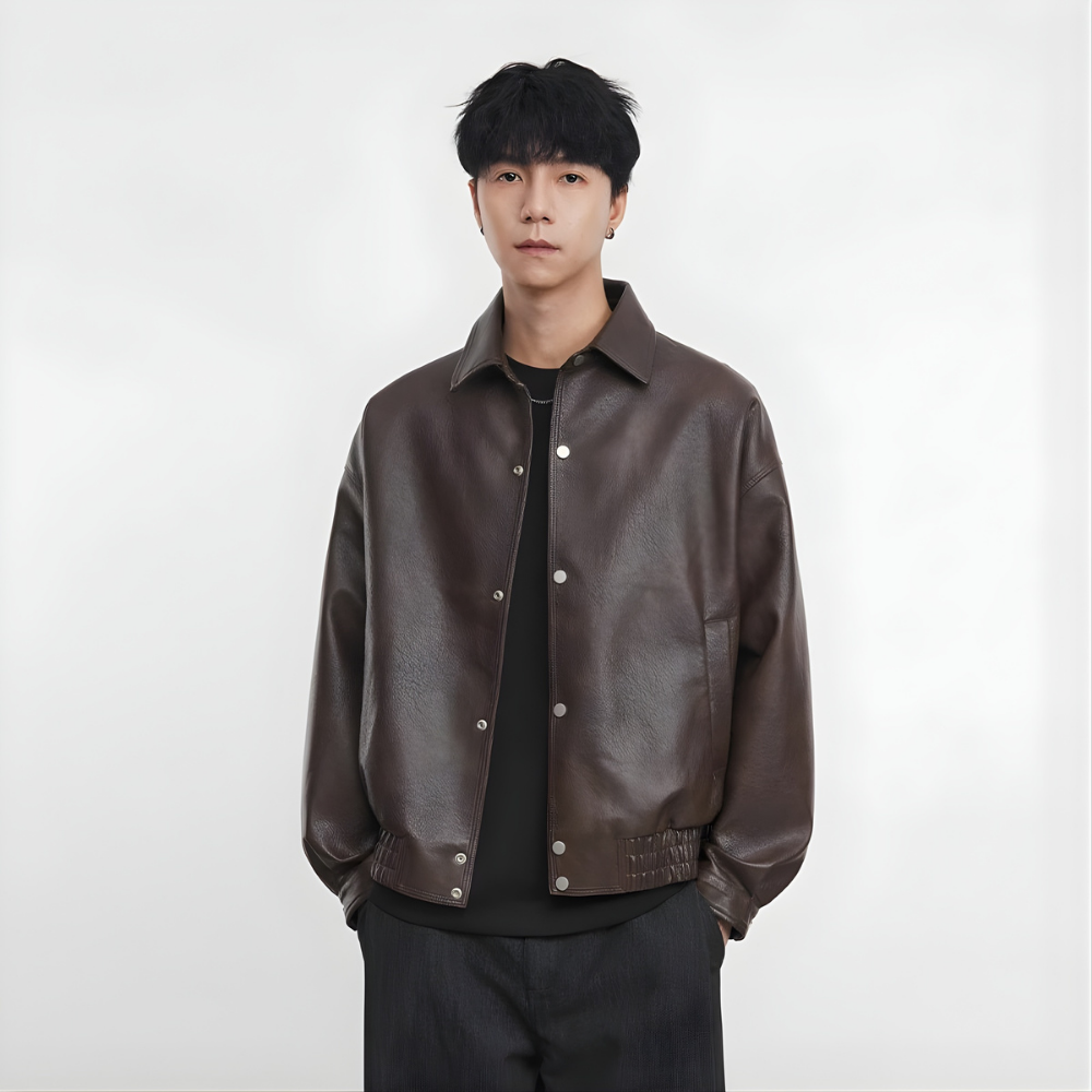 Fake Leather Single Designed Jacket