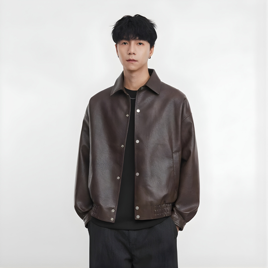 Fake Leather Single Designed Jacket