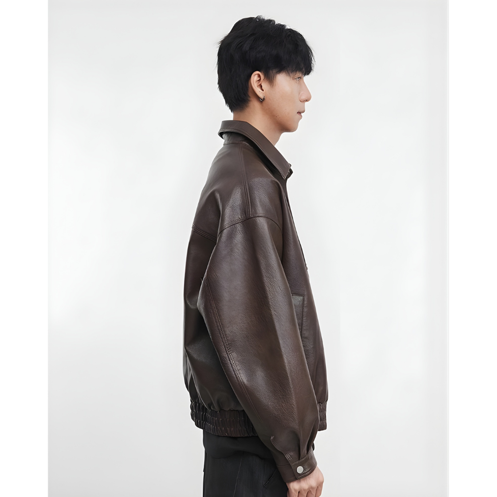 Fake Leather Single Designed Jacket